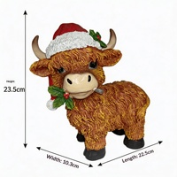 Figur Hewan Natal Resin Kustom Sapi Highland Anak Sapi Skotlandia Dekorasi Rumah Suasana Natal Alat Peraga Foto Hadiah Liburan