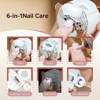 Coupe-ongles électrique à lumière LED, coupe-ongles multifonctionnel, polisseur à ongles, ensemble 2 en 1, adapté aux voyages et à un usage domestique