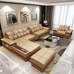 طقم أريكة فاخر متعدد الوظائف على شكل حرف U، أريكة زاوية قماشية مع مكبر صوت يو إس بي، أثاث غرفة معيشة بتصميم عصري، أريكة بـ 7 مقاعد - Product Image 2