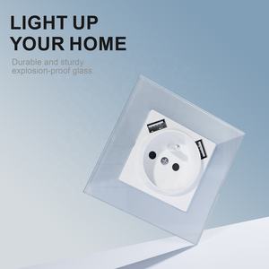 مأخذ حائط قابس حائط قابس 2P + T من النوع الفرنسي القياسي الأوروبي باللون الأبيض والأسود باللون الذهبي من النوع المزدوج-منافذ شحن USB - Product Image 6