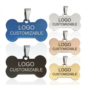 Gegraveerde hondenpenning met gepersonaliseerde logo-kleur, naam, ID, sublimatieprint, roestvrij staal, geluidsdempend, draagbaar, blanco botvormig, voor puppy's en honden - Product Image 1