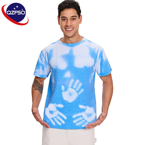 เสื้อยืด QZFSO แบบเปลี่ยนสีตามอุณหภูมิ เสื้อยืดกราฟิกเปล่าทรงใหญ่แบบครอปสำหรับผู้ชาย - Product Image 1