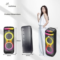 Enceinte Bluetooth portable pour divertissement extérieur, double haut-parleur de 10,5 pouces avec lumière RVB à dégradé clignotant, micro filaire et sans fil