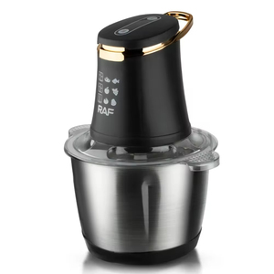 Robot culinaire multifonction en acier inoxydable pour cuisine, hachoir électrique à viande, mini-machine à couper les aliments avec couvercle transparent en cuivre - Product Image 3