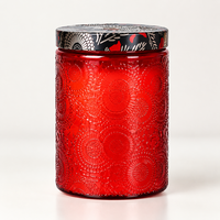 Bougie en cire de soja parfumée en verre gaufré de 400 g avec couvercle métallique décoratif pour l'aromathérapie à domicile et un cadeau romantique