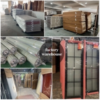 Puerta de Entrada de Aluminio Fundido con Acabado en Madera de Chocolate, Puerta Frontal Doble Moderna de Seguridad Exterior con Vidrio para Casa