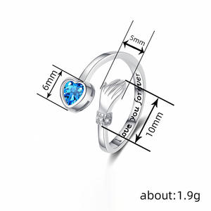 Bague en argent 925 en forme de cœur avec cristal, sertie clos, pour femme, cadeau « Je t'aime pour toujours » - Product Image 5