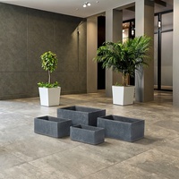 Pot Bunga Beton Persegi Besar Minimalis Modern, Tahan Lama, Warna Beige Abu-abu, untuk Penanaman Dinding di Rumah, Kualitas Pusat Perbelanjaan