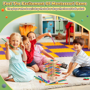 Jeu de société éducatif Montessori tendance en bois multicolore : Ne laissez pas tomber la balle – Pour les familles, dès 3 ans, 2 à 6 joueurs, portable - Product Image 4