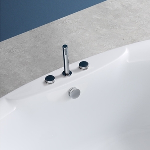 Bañera acrílica ovalada independiente de alta resistencia, antiamarilleo, sin masaje, todo en uno, para spa y relajación, con desbordamiento. - Product Image 3