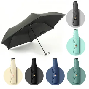 Promoção por atacado Guarda-chuva manual pequeno 5 dobras aberto, guarda-chuva pequeno fino e leve para senhora/