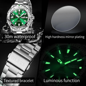 Petit Prix <span class=keywords><strong>Montre</strong></span> <span class=keywords><strong>Homme</strong></span> Grande Marque Luxe Tendance Verte 5560 <span class=keywords><strong>Montre</strong></span>-Bracelet à Quartz en Acier Inoxydable - Product Image 6
