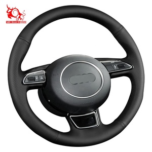 Housse de volant en cuir véritable pour <span class=keywords><strong>Audi</strong></span> A6 Avant 2017 <span class=keywords><strong>S8</strong></span> <span class=keywords><strong>plus</strong></span> 2016 S7 Sportback <span class=keywords><strong>2015</strong></span> - Product Image 1