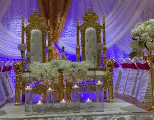 ارتفاع الظهر كرسي عرش الملك للحزب الفاخرة العروس والعريس كرسي