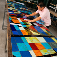 Vidrio Decorativo para Iglesias, Patrones de Fusión de Colores, Resistente al Fuego, Duradero, Anti-UV, Vidrio Esmerilado/Tintado, Ventanas y Domos Personalizables