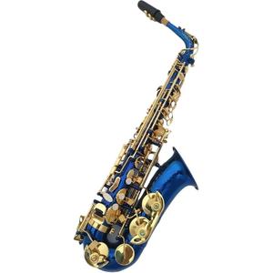 E-Flat Blue Lacquer Saxofón Alto Llaves doradas Principiante Banda de rendimiento Instrumento <span class=keywords><strong>Bajo</strong></span> Tono Cabeza de latón para exámenes - Product Image 4