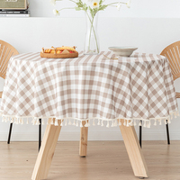 Nappe Ronde Moderne Rayée en Polyester, Coton et Lin, Imperméable et Anti-Taches pour Table Basse – Vente en Gros pour Usage Domestique