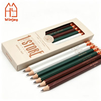 Ensemble de crayons hexagonaux en bois personnalisés avec gomme, boîte cadeau à thème avec logo, crayons en graphite HB pour cadeaux de papeterie