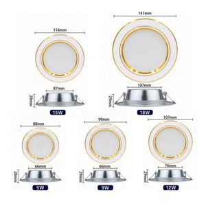 Lámpara LED Empotrable de Techo Redonda, 5W 9W 12W 15W 18W, AC 220V 230V 240V, Iluminación Interior, Blanco Cálido/Blanco Frío - Product Image 2