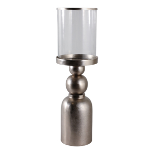 Portacandele Decorativo Contemporaneo con Vetro Rimovibile, Elegante Centrotavola per Soggiorno, Base in Metallo - Product Image 3