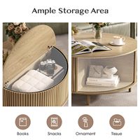 Mesa de Centro Convertible de Madera Clara con Tapa Abatible y Almacenamiento Oculto, Diseño Escandinavo para Sala de Estar