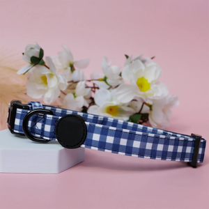 Collier pour chien réglable en vichy <span class=keywords><strong>bleu</strong></span> marine, doublé de néoprène rembourré, avec anneau en D en acier inoxydable antirouille et boucle à dégagement rapide - Product Image 6