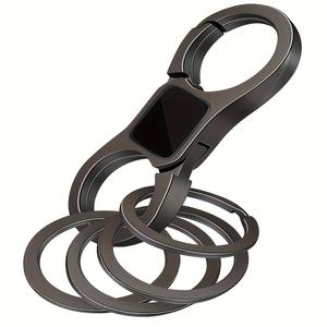 Porte-clés à ressort en cuivre robuste à dégagement rapide avec 4 anneaux porte-clés et ouvre-bouteille, léger (50g) pour hommes et femmes - Product Image 1