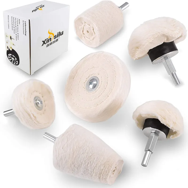 Katoenen Doek Buffing Mop Wiel Polijsten Pad Kit Tools Voor Metalen Steen Hout Auto Diy Polijsten 6 Stuks Sets