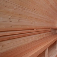 Sauna extérieur commercial en forme de baril, en cèdre rouge foncé massif, résistant aux intempéries, pour toutes les saisons, au chauffage au bois, design écologique