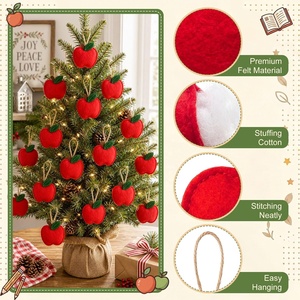 Paquete de 24 Adornos de Manzanas de Fieltro para Árbol de <span class=keywords><strong>Navidad</strong></span>, Decoraciones Colgantes de Manzanas Rojas para Tableros de Anuncios de Bienvenida del Primer Día de Clases - Product Image 3