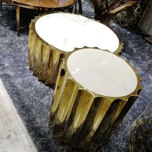 Mesas <span class=keywords><strong>de</strong></span> Esquina para Sala <span class=keywords><strong>de</strong></span> Estar con Base <span class=keywords><strong>de</strong></span> Acero Inoxidable y Tapa <span class=keywords><strong>de</strong></span> Mármol, Gran Oferta - Product Image 5