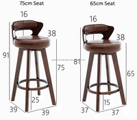Chaise de bar moderne en bois massif légère avec siège rembourré et repose-pieds pour îlot de cuisine, salle de sport et café – Offre Spéciale