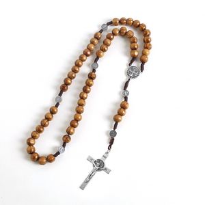 Colgante de Rosario Católico, Ordoña de la Cruz Milagrosa, Colgante de San Benito, Adorno de Pascua, Madera de Pino que Imita Madera de Olivo, Joyería - Product Image 6