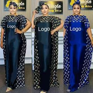 Robe <span class=keywords><strong>Boubou</strong></span> Bazin <span class=keywords><strong>à</strong></span> Broderie Imprimé <span class=keywords><strong>Africain</strong></span> Strass en Gros Grande Promotion Logo Personnalisé - Product Image 1