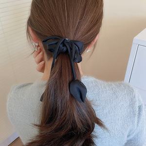 Vintage Tulip Ribbon Tassel Unisex Adjustable Elastic Fabric Hair Tie Elegant Hair Accessories Wedding Party Daily - Product Image 6
