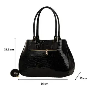 Bolso Croco para Mujer Fana Julia Negro de Plástico con 6 Bolsillos, Elegante y Práctico - Product Image 4