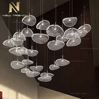 Fournisseur professionnel de luminaires sur mesure Décoration intérieure Villa Escalier Hall d'entrée d'hôtel Lustre LED en verre personnalisé