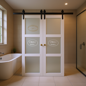 Porte intérieure en bois massif avec verre givré, style porte française, pour salle de bain, 18x84 pouces, avec kit de quincaillerie - Product Image 2