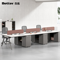 Ensemble de chaises de bureau, poste de travail moderne et simple, bureau pour 4 personnes avec prise de courant intégrée, ergonomique et personnalisable