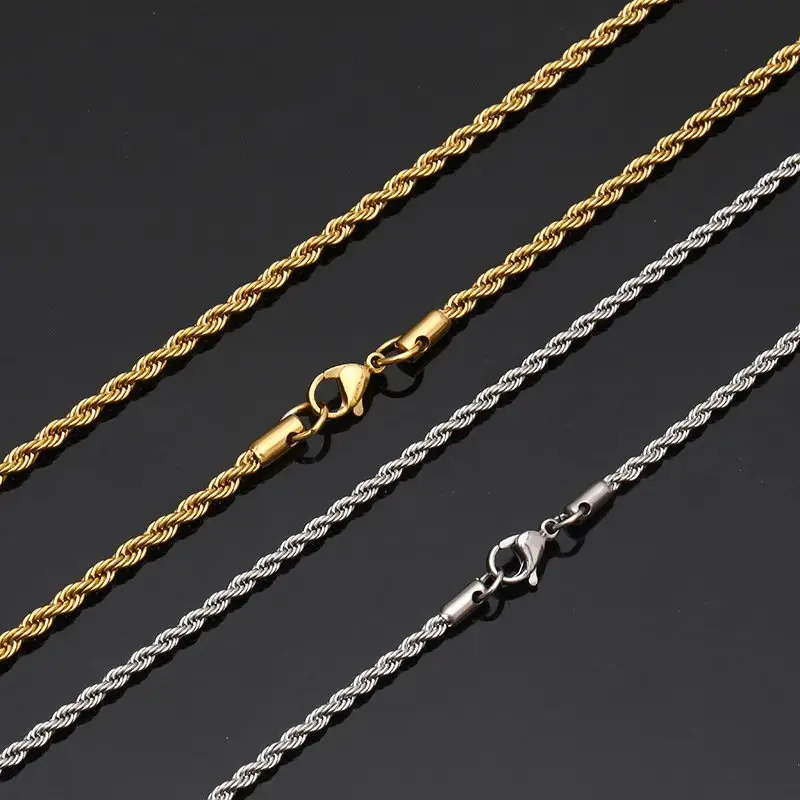 Collana Hip Hop in oro Link catena di moda gioielli in argento accessori per gioielli di moda da uomo catena da uomo catena in corda di acciaio inossidabile