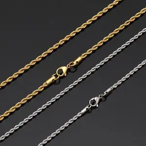 collar de los hombres cuerda cadena Suppliers-Collar dorado de Hip Hop para hombre, cadena de cintura plateada para hombre, cadena de acero inoxidable
