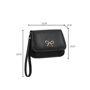 Cheap Ladies Women Bowknot Leather Credit Card Holder Trifold Coin Purse Wallet with Buckle Closure - Product Image 5