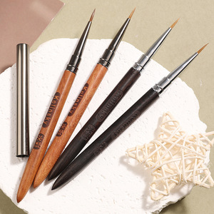 Japanese Sandalwood Handle Mink Hair Nail Art Brush <b>Set</b> for Watercolor Gel Painting Salon Manicure - Product Image 5
