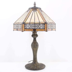 Bàn Cạnh Giường Hình Lục Giác Màu Vàng Kính Màu Sứ Mệnh Phong Cách Đọc Sách Đèn Bàn 18 "Cao Tình Nhân Phòng Ngủ Tiffany Đèn - Product Image 5