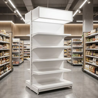 Présentoir de pharmacie et cosmétiques haut de gamme, double face, robuste, en métal, avec éclairage LED, type gondole, pour la vente au détail