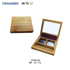 Palette de fard à paupières vide en bambou avec miroir, 2 couleurs, pour blush magnétique, poudre illuminatrice et poudre compacte - Product Image 3