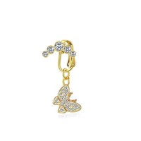 Nouveau Sexy plaqué or bijoux de corps nombril chaîne avec papillon 5 perceuse nombril Clip Piercing accessoire gratuit