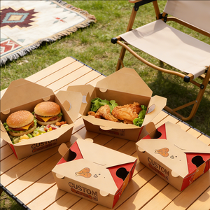 กล่องเบนโตะกระดาษคราฟท์แบบใช้แล้วทิ้งสำหรับอาหารจานด่วน กล่องบรรจุภัณฑ์สำหรับซื้อกลับบ้านพร้อมตัวแบ่งช่อง รูปทรงสี่เหลี่ยมผืนผ้า เป็นมิตรกับสิ่งแวดล้อม สามารถปรับแต่งได้ - Product Image 1