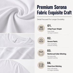 Camiseta Casual de Verano Sorona 220G al por Mayor, Unisex, Color Sólido, Hombros Caídos, Corte Holgado, Secado Rápido, Transpirable, para Uso Diario, Proveedor - Product Image 6