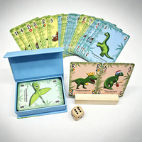 Jeu de cartes de poker familial dans une boîte magnétique, logo personnalisé, jeu de cartes sur le thème des dinosaures pour enfants, éducatif